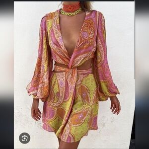 119$ ZARA NWT 7631/044 LIMITED EDITION FLORAL MULTICOLOR DRESS SUMMER CUT OUT L